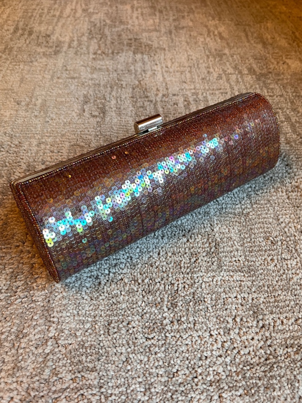 Pink/Mauve Sequin Evening Clutch Bag, never used